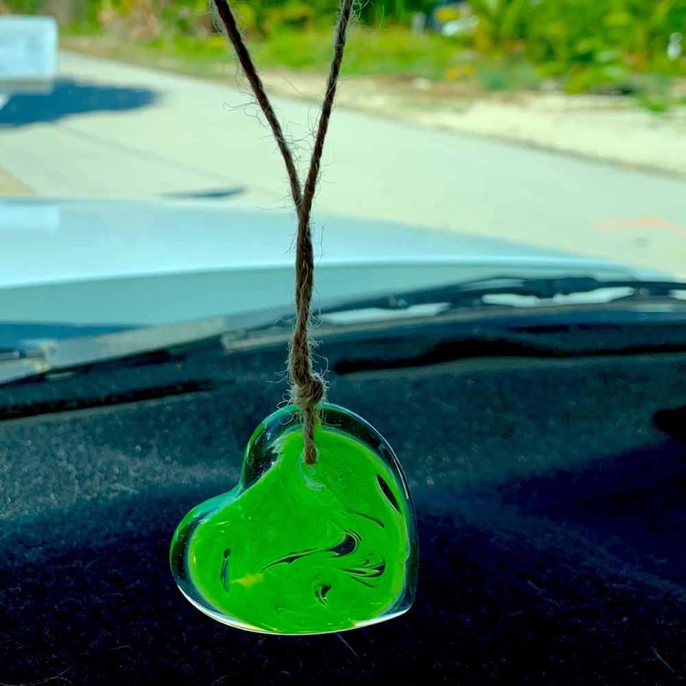 Heart Mirror Charm : Lime Green